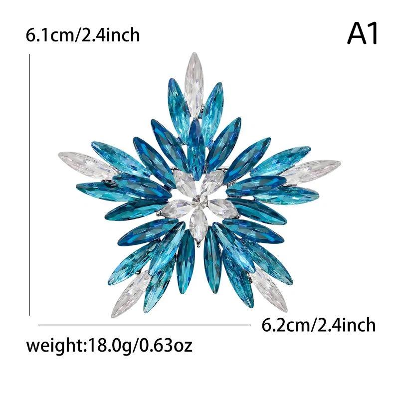 1Pcs Sparkling Crystal Brooch Pin Cute Snowflake Star Flower Pattern Jewelry for Women Christmas Gift Choice