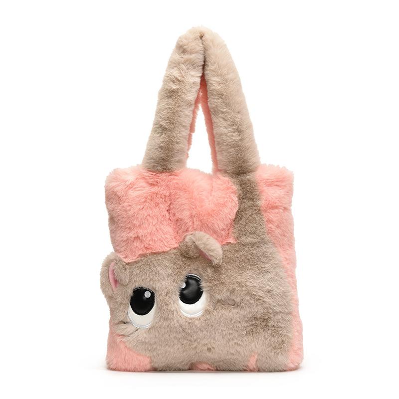 Персонализированная мягкая плюшевая кошка контрастного цвета женская сумочка осенне-зимняя новая повседневная женская сумка через плечо под мышку розовый