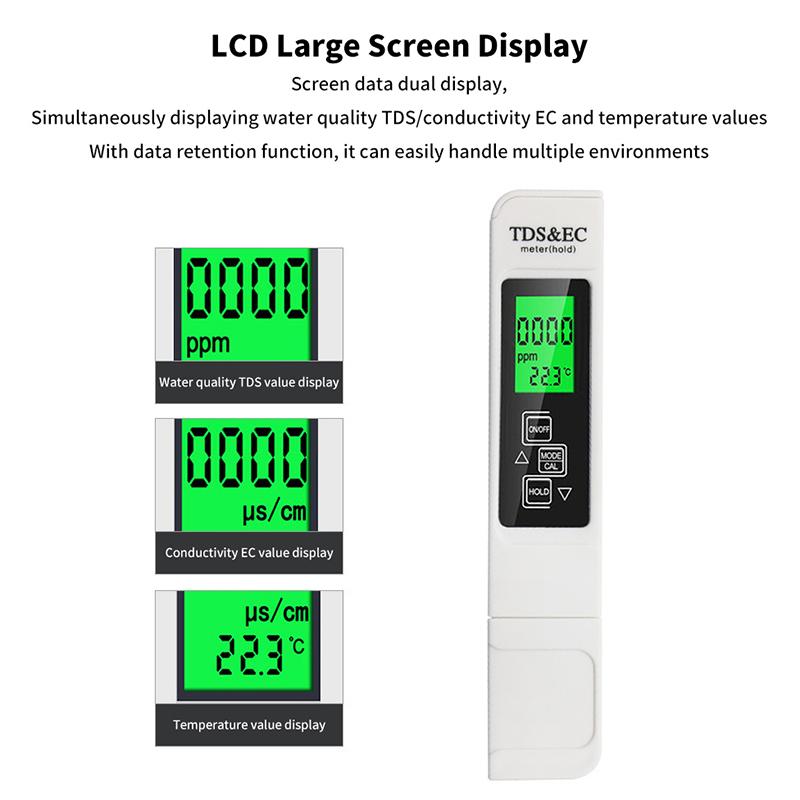 Professional 3 In 1 Tester Water Meter Tds Ec Temperature Meter Digital Lcd Water Testing Pen Purity Filter Water Quality