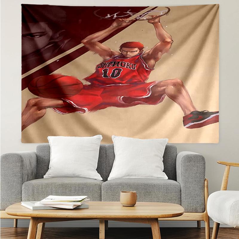 Slam-Dunk Print Tapestry, Backdrop, Easy Setup, Ideal for Bedroom, Office & Living Room, with Aesthetic Wall Hanging Decor.