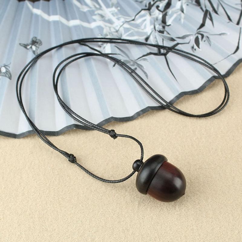 Retro Twist Ebony Acorn Pendant Gawu Box Long Necklace Simple Literary Men and Women Jewelry Wishing Bottle Jewelry