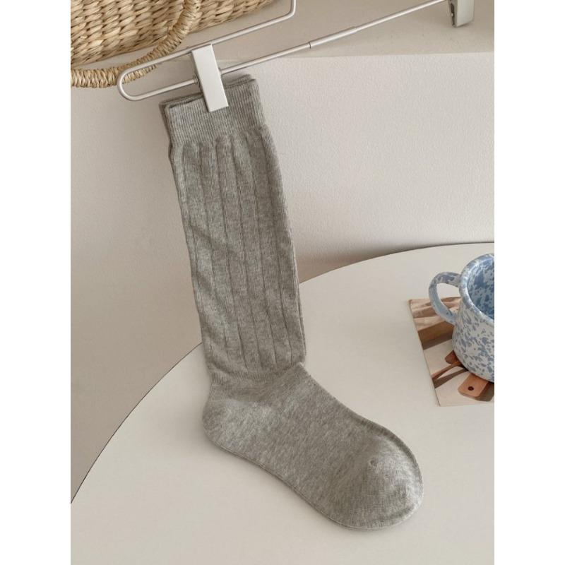 Trendy Ballet-style Solid-color Calf Socks, High Thigh-high Socks for Slimming, Striped Pressure Socks Paired with Skirts, Pile Socks