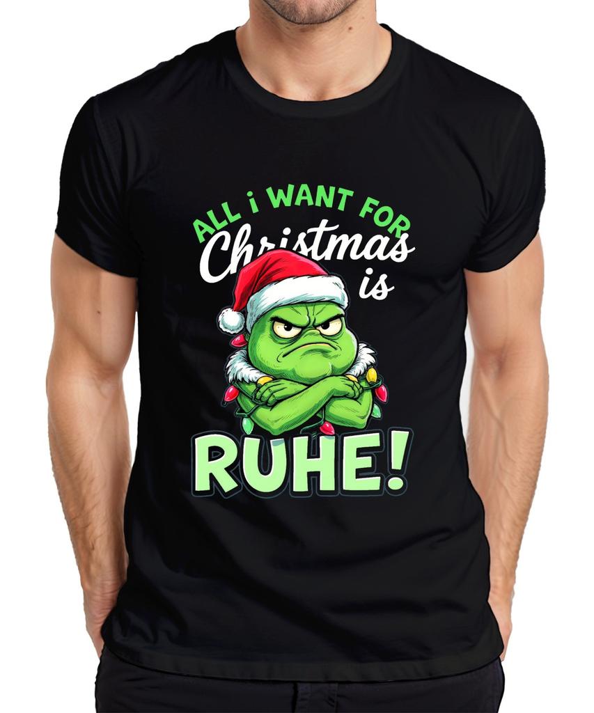 All I Want For Christmas Is Rest Grinch Santa Hat Funny Unisexs Tshirt