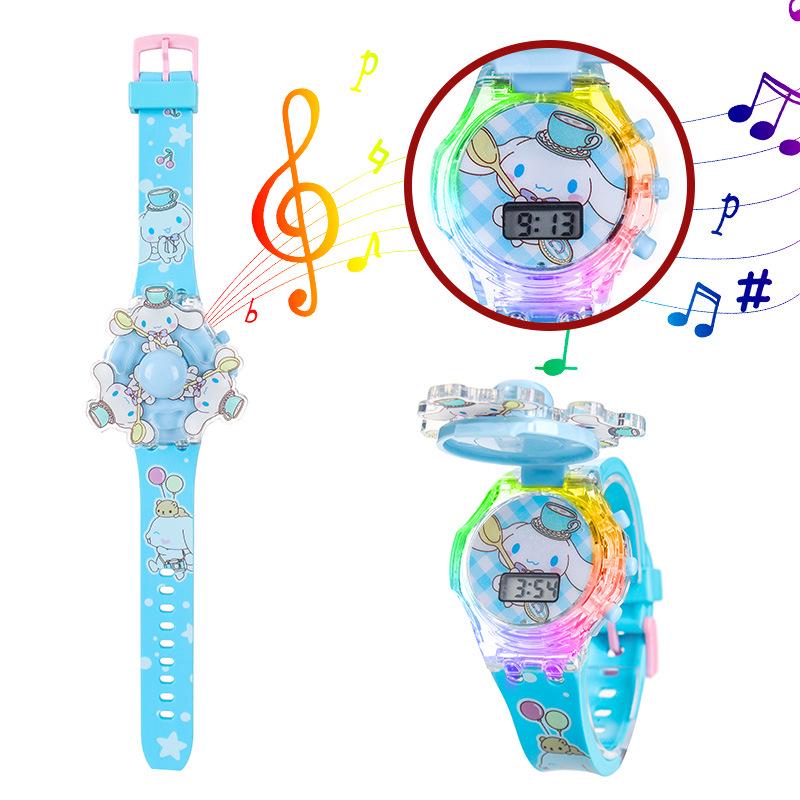 Children's Cartoon Music Watch with Seven-Color Luminous Spinning Gyro Toy