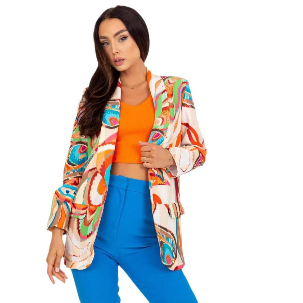 2023 Women's Colorful Pattern Suit Jacket