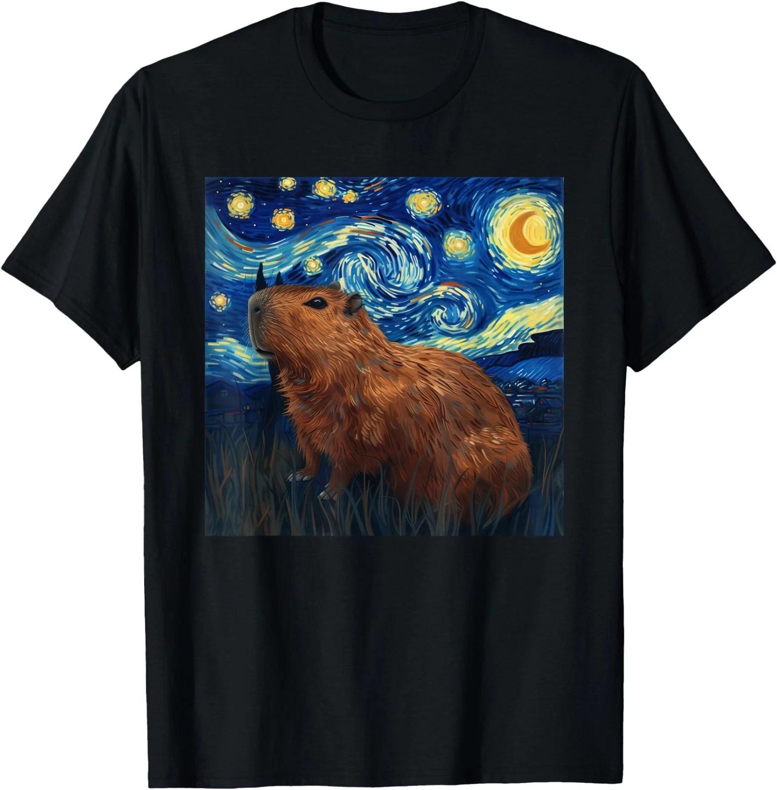 Capybara Van Gogh Style Starry Night T-Shirt 2XL