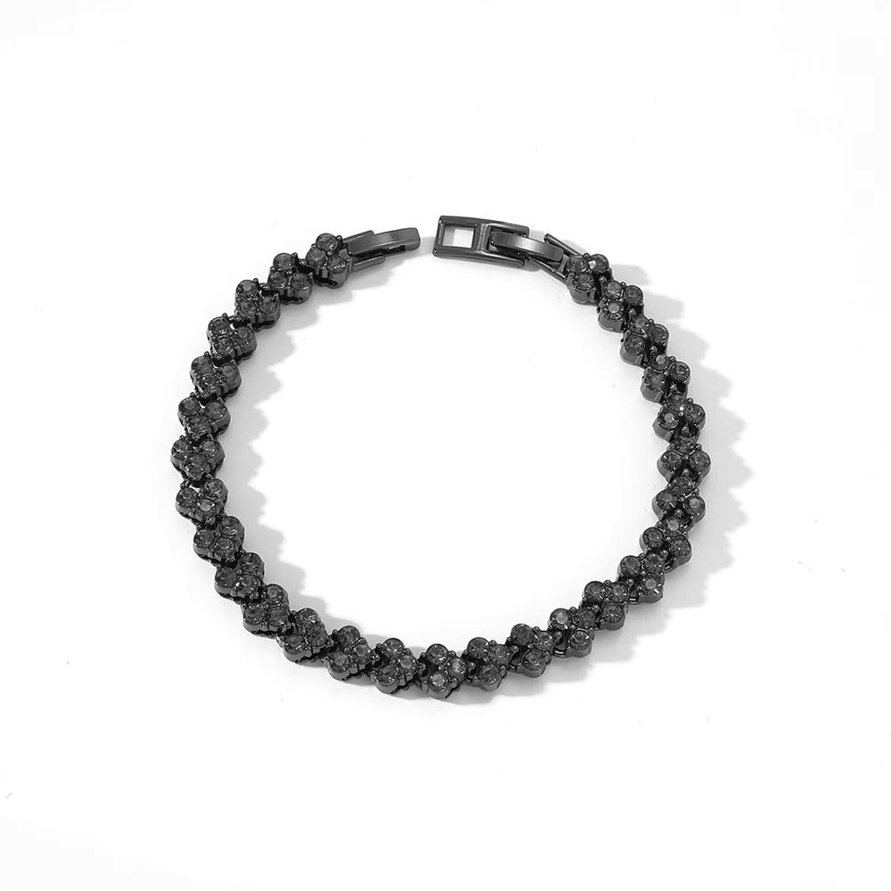 New European American Trendy Heart-Shaped Three-Diamond Double Clasp Zinc Alloy Chain Diamond-Studded Unisex Creative Niche