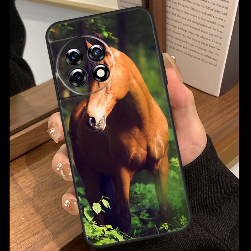 Beautiful Elegant Brown Horses Case For OnePlus 13T 10T 15R 10R 12R 13R 13 12 11 9 10 Pro Nord CE 5 2 3 4 Lite N20 N30 Cover