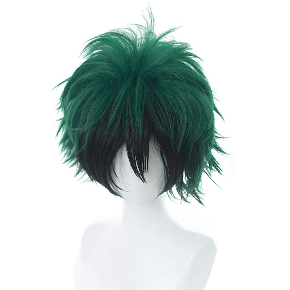 LVMEY Anime Cosplay Character Costume Accessory for Comiket Cultural and School Festivals Wig, Green/Black Short, Heat-Resistant Wig, Events,