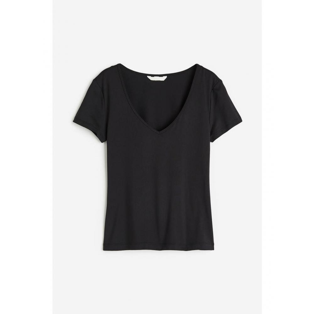 

H&M Футболка с V-образным вырезом Черная 1189299001