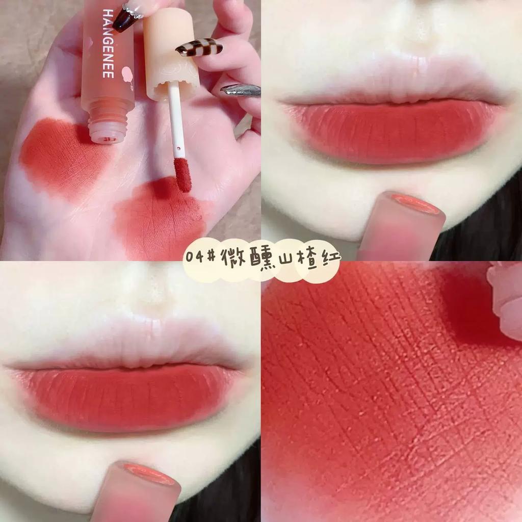 Playful Bear's New Matte Lip Glaze Velvet Glossy Lipstick Retro Red Brown Color That Brightens the Complexion and Lasts Long Genuine Flagship Store