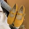 Retro suede Mary Jane shoes are beautiful, new shoes, one-word buckle with round head and shallow mouth single shoes for women