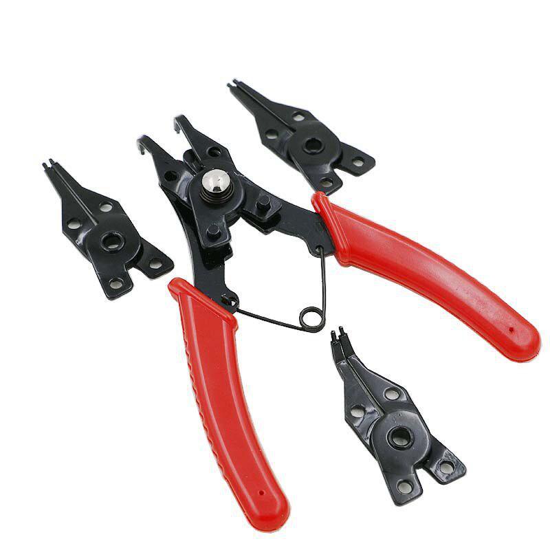 

4 in 1 Flexible Head Circlip Plier Snap Ring Pliers Circlip Combination Retaining Clip Hand Tool Set красный