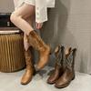 New Style High Boots Embroidery Retro Handmade Women's Boot Western Cowboy Pointed Toe Boot Hand Stitching Outdoor Women's Shoes