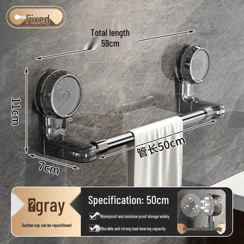 No-Drill Suction Cup Telescopic Towel Rack for Bathroom Storage