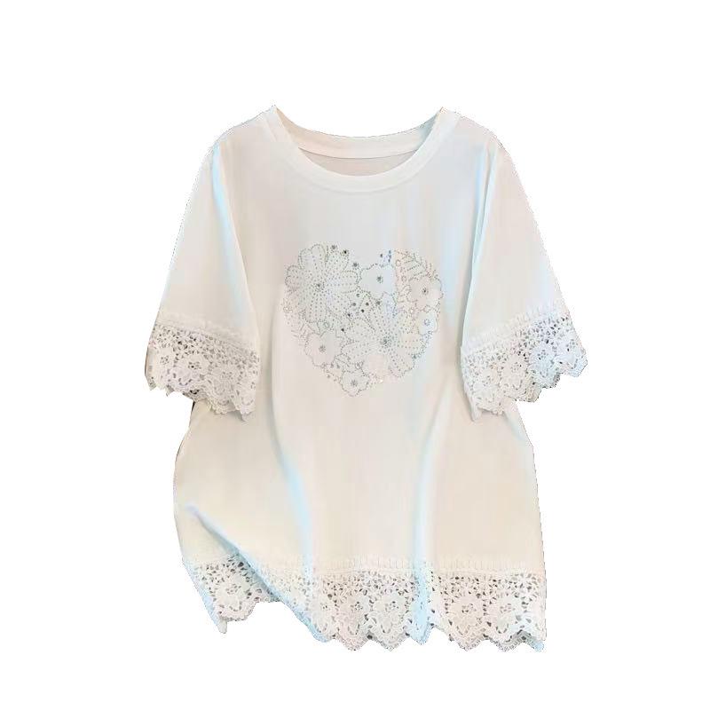 Plus Size Women's Loose Round Neck Mid-Length Short Sleeve T-shirt, Bust 150/160 cm, 200-350 jin Capacity