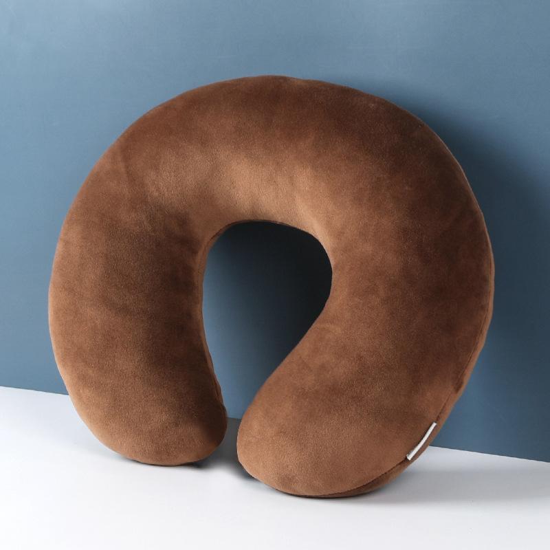 Solid Color PP Cotton U-shaped Pillow Office Nap Neck Pillow Travel Portable Neck Pillow Airplane Pillow
