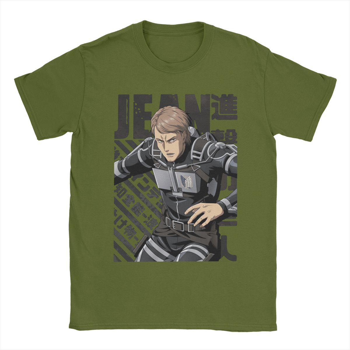 

Jean Kirstein Men T Shirts AOT Anime Leisure Tees Short Sleeve Crew Neck T-Shirts Cotton Gift Clothes M