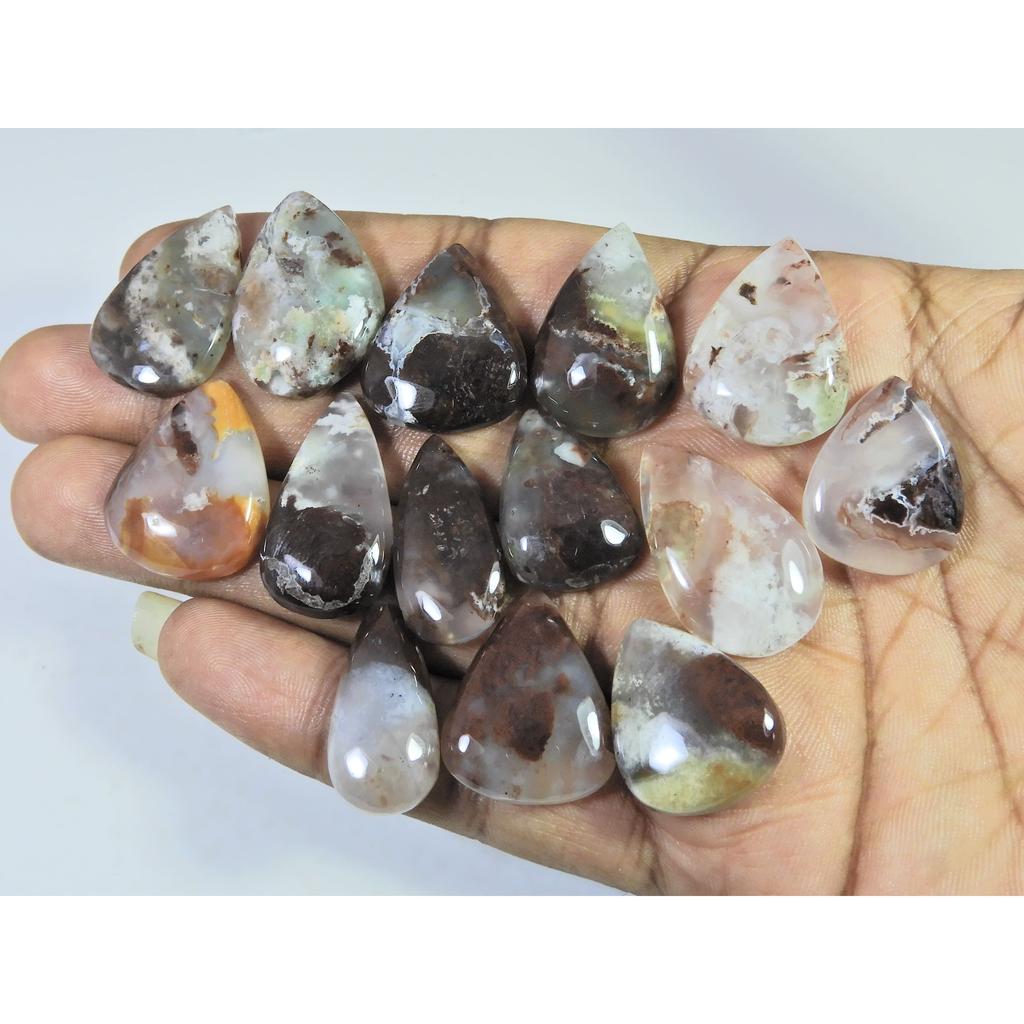 250Cts. Natural Chrysoprase Pear Shape Cabachon Loose Gemstone 14 Pcs Lot C-2560
