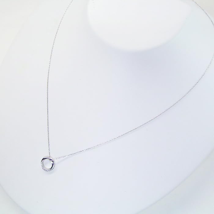 Venus Jewelry Platinum Natural Diamond Circle Gift for Women Necklace,