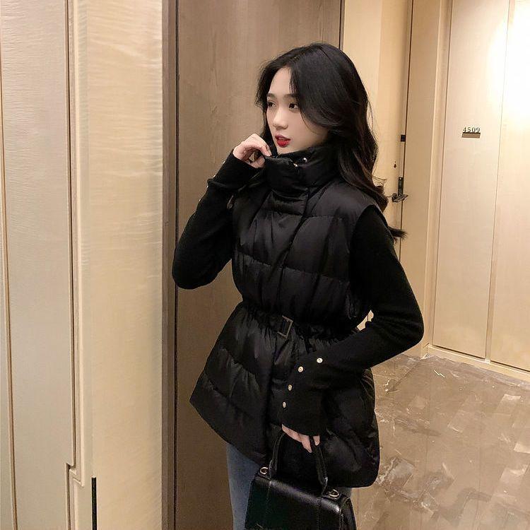 Fashionable and Versatile Women's  Cotton Vest with Stand Collar and Slim Waist for Autumn and Winter