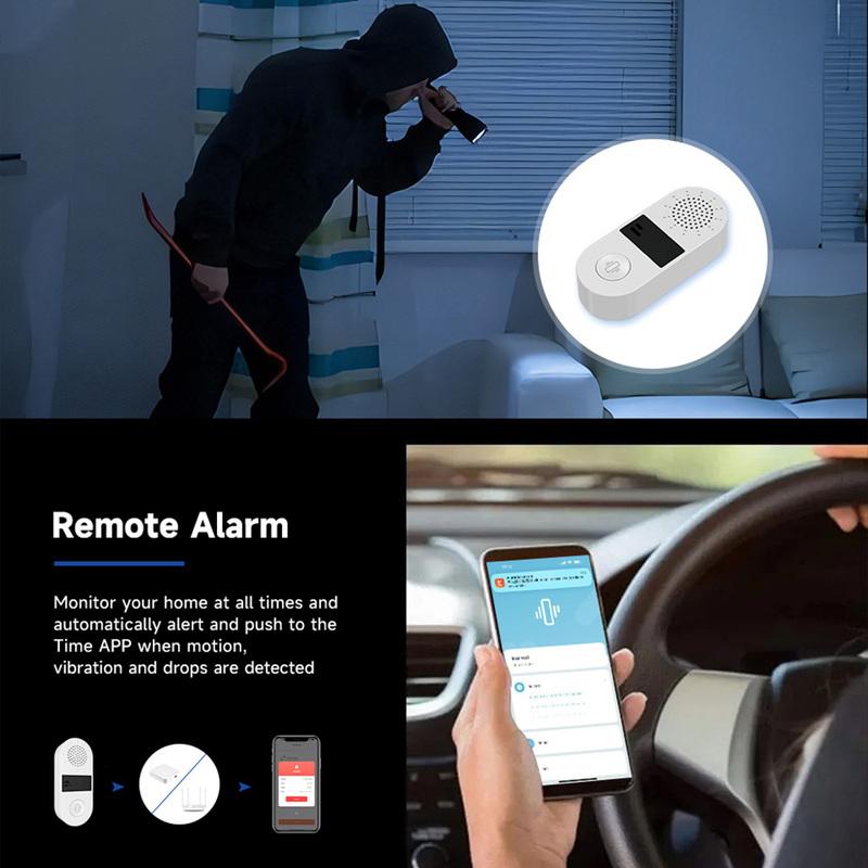 Tuya WiFi Vibration Sensor Detection 130DB Sound And Flashing Light Alarm Smart Life APP Real-Time Shock Alarm Alexa Google Home