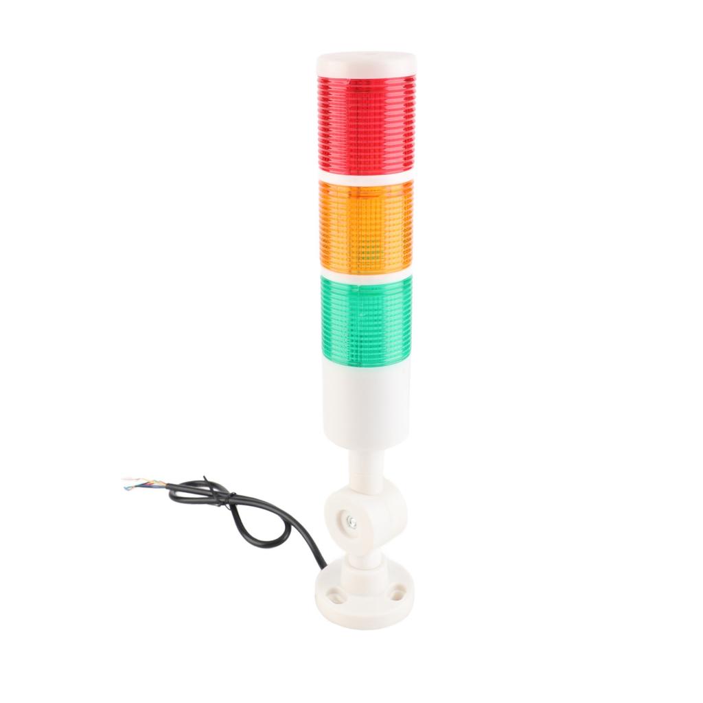 LED Signal Tower Light 3 Tier Red Yellow Green IP54 Foldable Industrial Warning Lamp with Buzzer DC24V