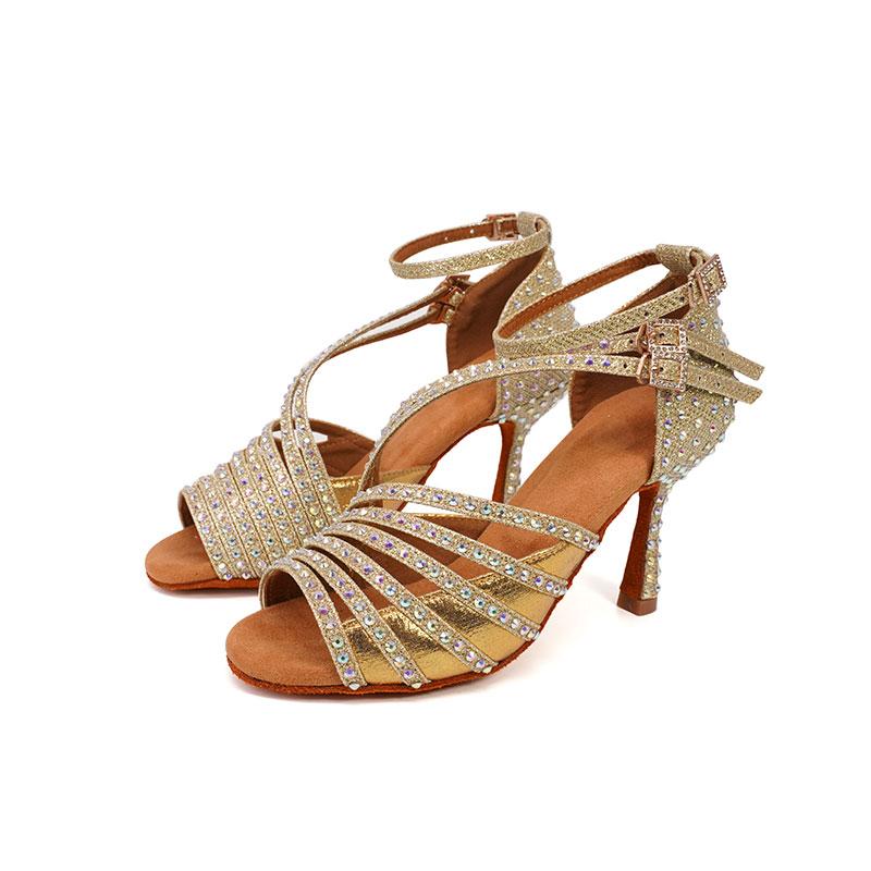 Diamant-Tanzschuhe mit hohem Absatz, glänzend, für lateinamerikanischen Tango, Walzer, elegante Tanzschuhe für Damen