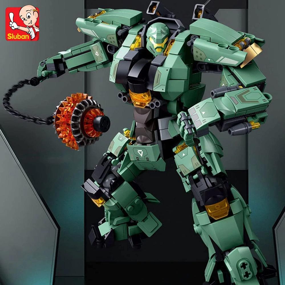 

Awesome Green Warrior Robot With Chain Hammer Building Blocks Toys, Robot Battle Armor Assembling Educational Toys for Kids fans