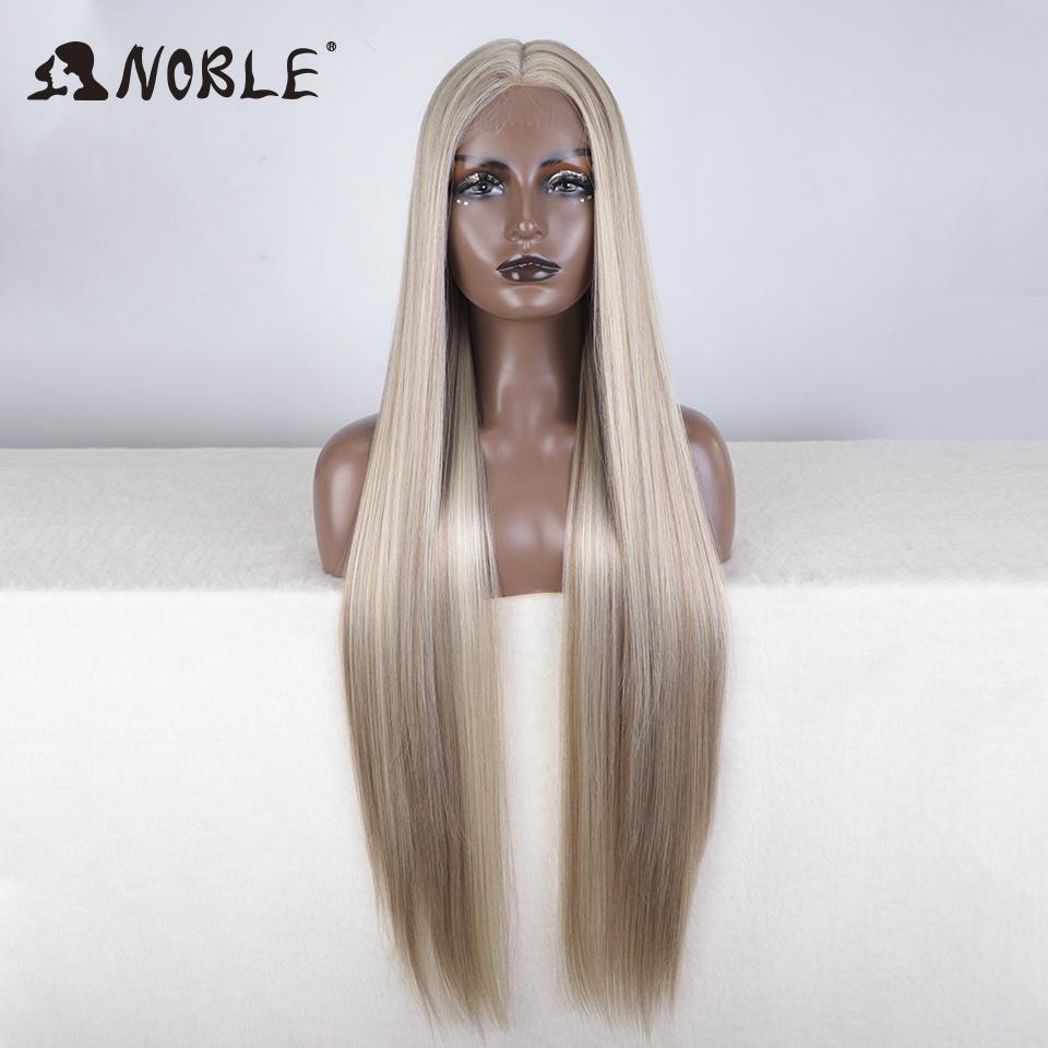 Noble Synthetic Lace Front Wigs For Women 38 Inch Straight Wig Lace Wig Ombre Blonde Lace Wigs Cosplay Straight Lace Front Wig