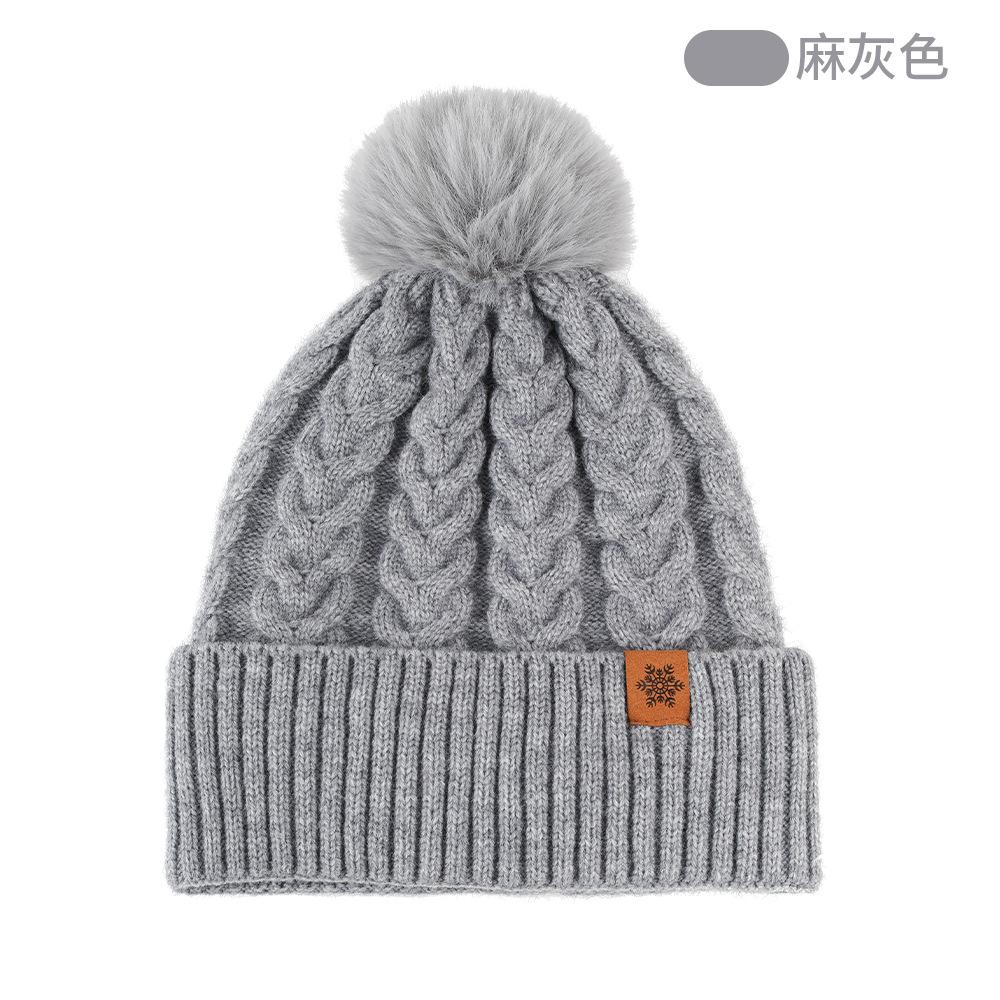 Winter Knitted Hat Scarf Gloves Three-piece Set Double-layer Piled Thickened Warm Wool Knitted Hat Wheat Ears