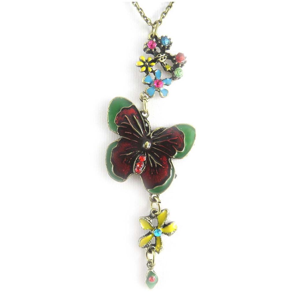 Les Trésors De Lily [A0491] - Collier sautoir baroque 'Papillon' multicolore - 70 cm- 9x3 cm