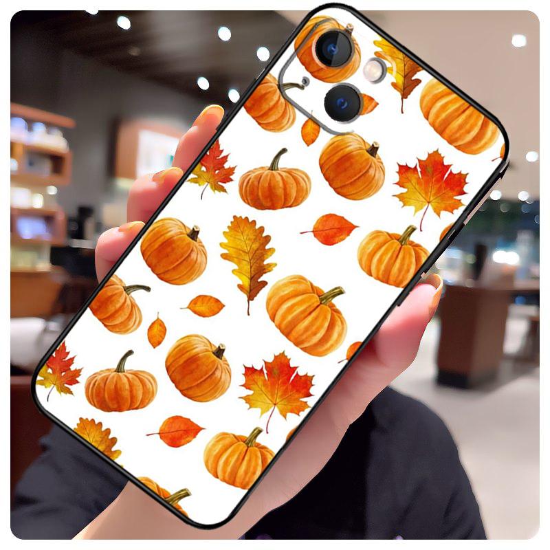 Autumn Leaves Fall Pumpkin Halloween Case For iPhone 14 Pro Max 16 15 11 12 13 17 Pro Max mini 15 16 Plus 16e 17 Air Phone Cover
