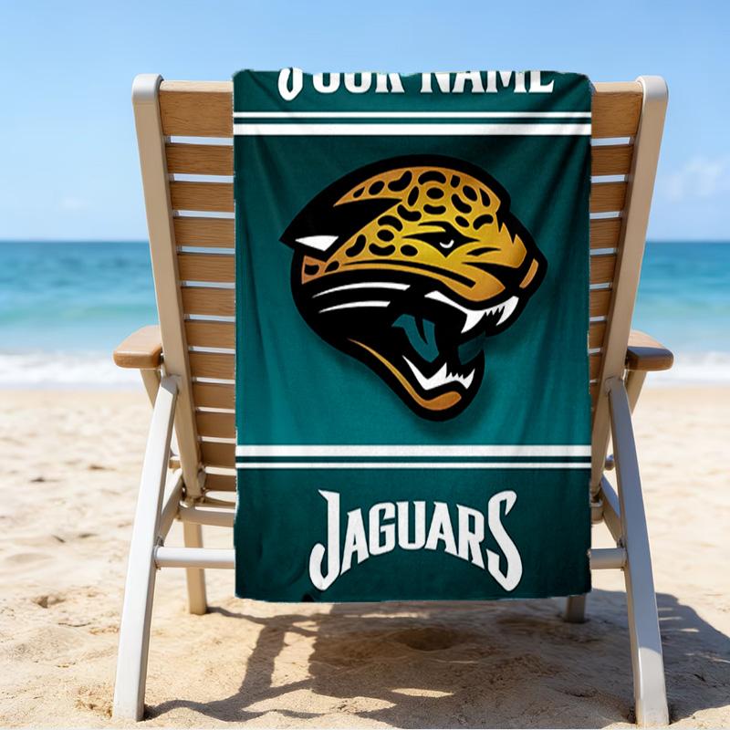 Custom Name Beach Towel Jacksonville Team Spirit Beach Towel, Soft Microfiber, Gift for Her/Him, Birthday, for Pool, Beach, Travel, Fan Gifts
