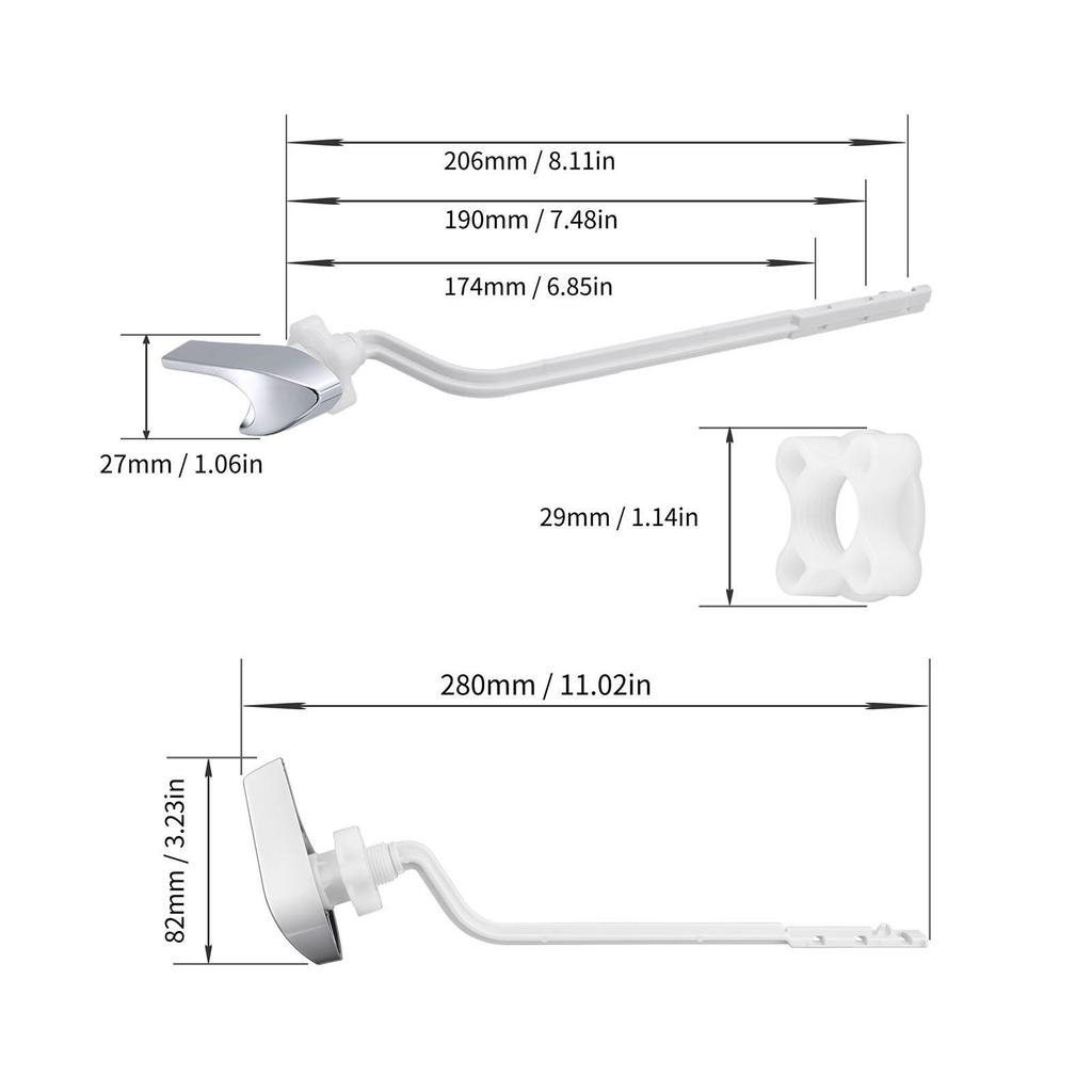 Toilet Flush Handle Replacement Kit with Chain High Performance Tank Repair for GP1229656 K-118899