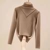 Women's Fall and Winter Double-sided Velvet Half-high Neck Bottoming Shirt Solid Color Warm Tops