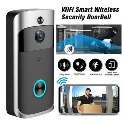 Smart Video Doorbell Wireless Wifi Anti-Theft Camera with Indoor Ringtone Two-way Dialogue Night Vision APP Control for Iphone Android Doorbell
