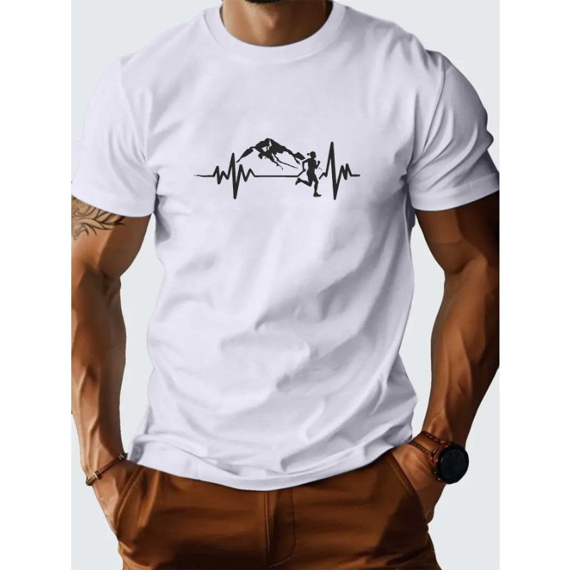 

European sizes english runners SHAN EKG Mountain Running Spring and summer Men s printed short-sleeved top, casual style, comfortable and breathable 4XL білий