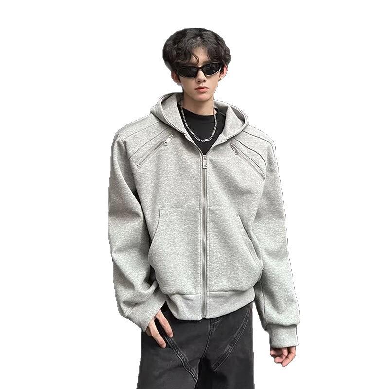 Men's Retro 3D Deconstructed Hooded Cardigan: Autumn/Winter Cleanfit Jacket