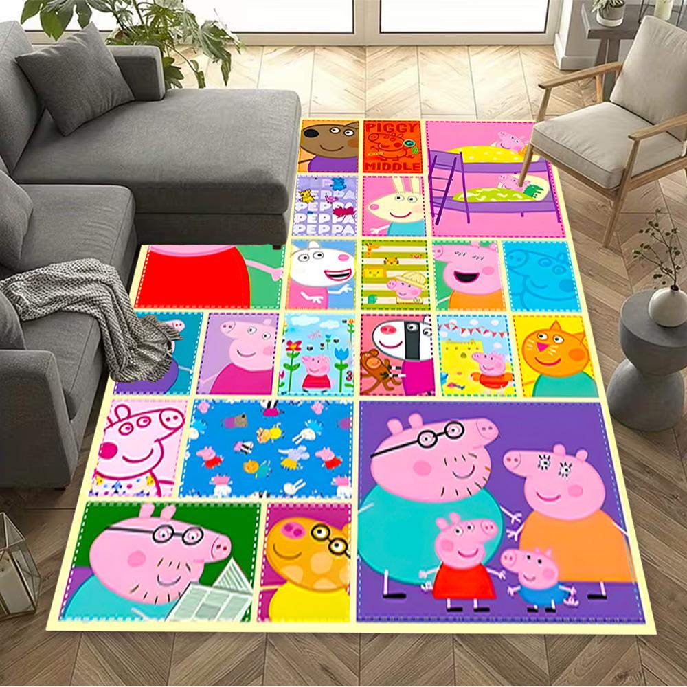 Peppa Pig's Colorful World Floor Rug Office Rug Design for Entryway Foyer Game Room Playrooms Antislip Carpet Office home decor
