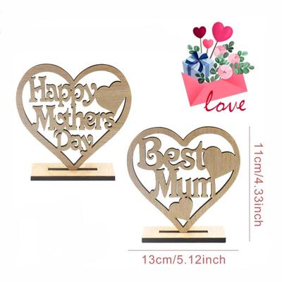1/2Pcs Mothers Day Gifts for Mum, Handmade Wooden Heart Plaque, Best Mum Happy