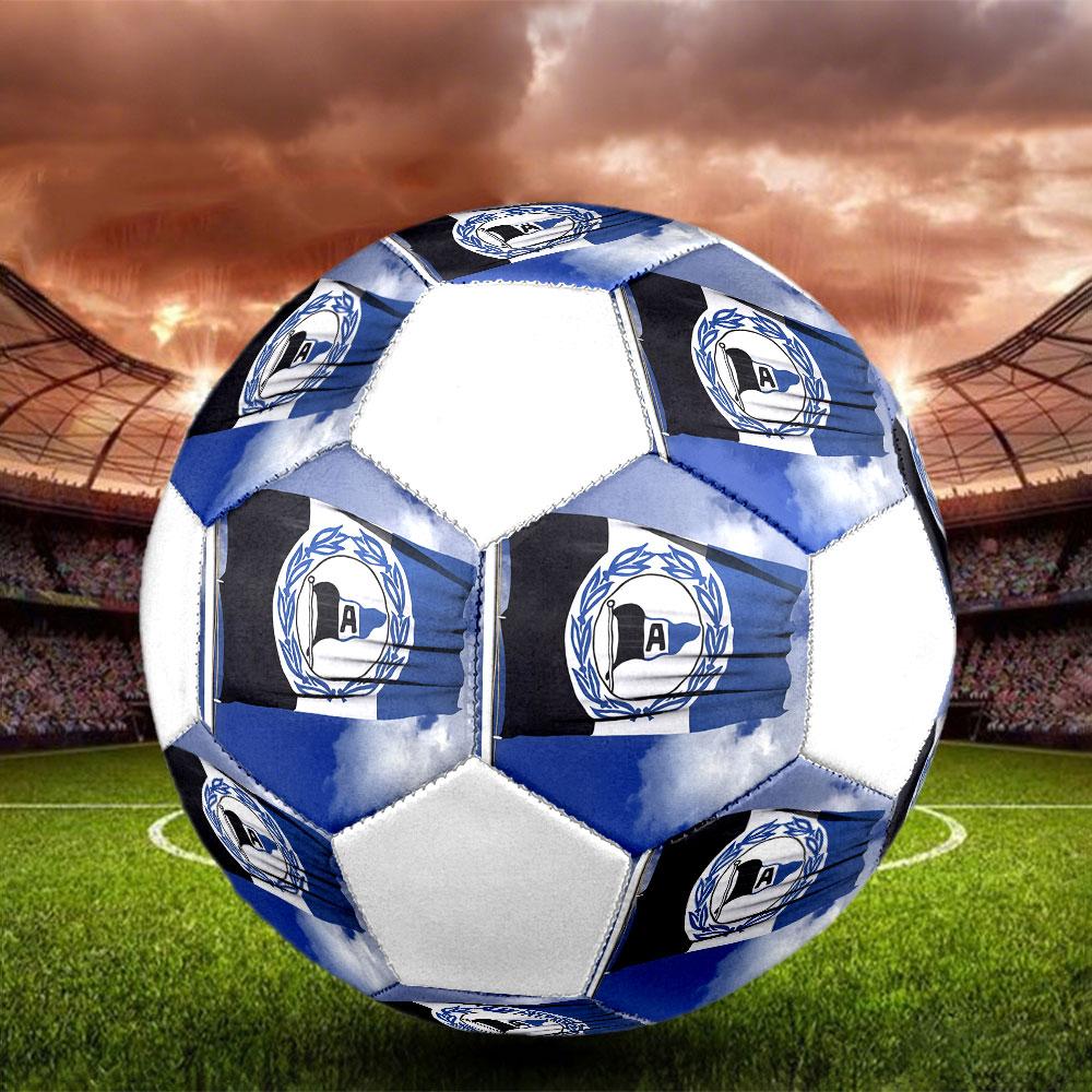 Pallone da Calcio DSC Arminia Bielefeld taglia 5, colorato, adatto a tutte le età, cucito a macchina, materiale PVC, grado competizione, durevole e ad alto rimbalzo