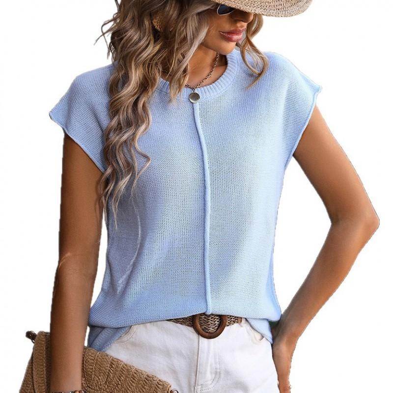 2026 Womens Slim Fit Knit Sweater Casual Solid Color Basic Top Teens