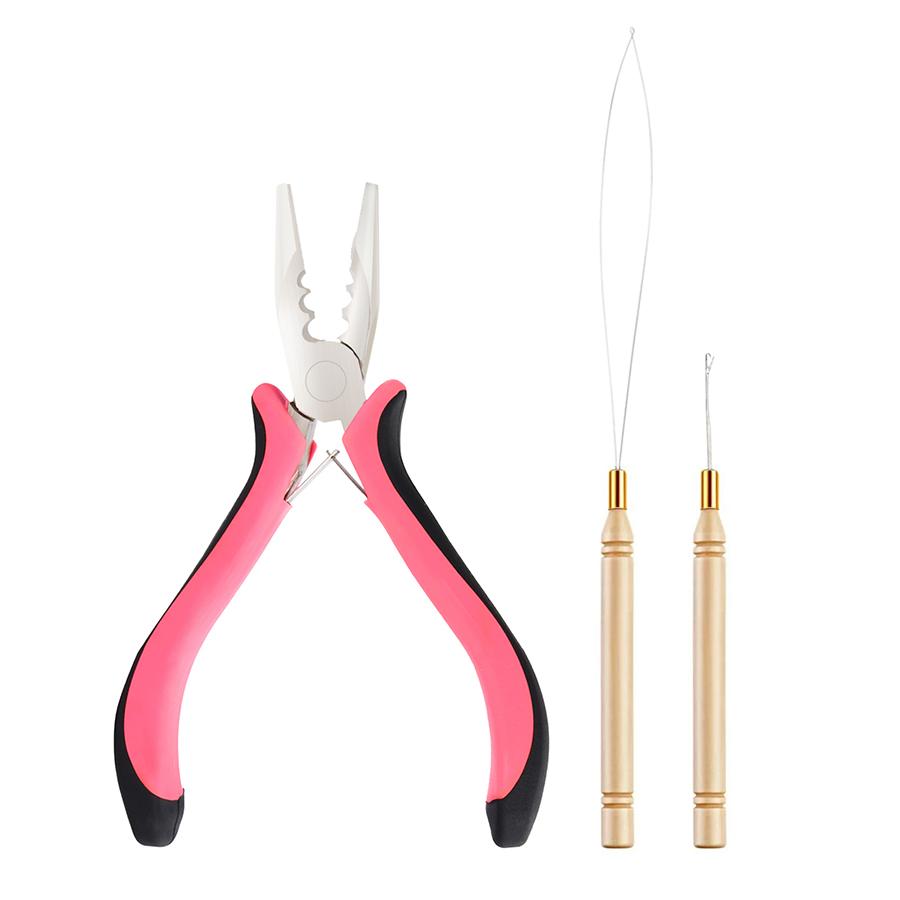 

Набор для наращивания волос Micro Link, плоскогубцы и микро-игла и нитевдеватель, один набор для наращивания волос с бусинами