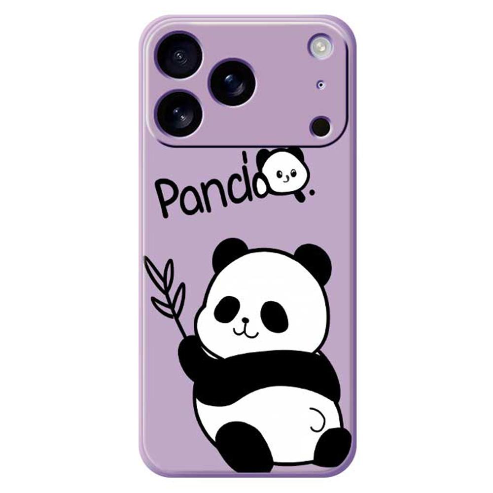 For iPhone 17 Pro Case Panda Pattern Printing Straight Edge TPU Phone Back Cover