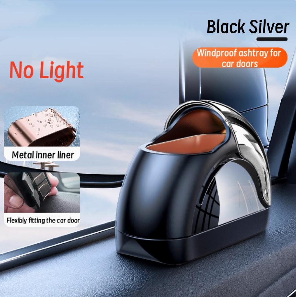 Fashion Car Ashtray with LED Lights, Windproof Metal Inner Liner, Easy To Bounce Dust, Flame-retardant Design, New Door Device