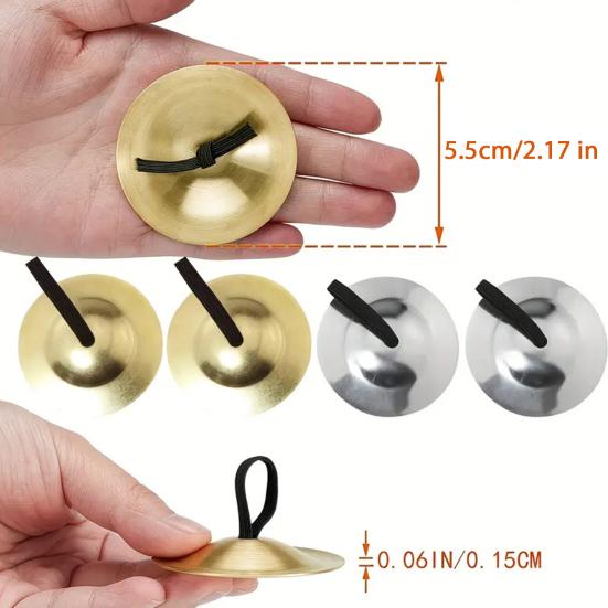 Finger Cymbals for Kids Handheld Copper Crash Cymbal Mini Belly Dance Hand Cymbal Musical Instrument for Activity Events Chorus Presentations