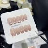 10pcs French Princess Pink Cat Eye Polka Dot Bow Handmade Fake Nails Light Luxury Press On Nails