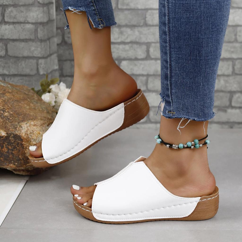Women Slip On High Heels Sandals Summer Lightweight Chunky Platform Designer Shoes Women Comfortable Casual Beach Ankle Sandals