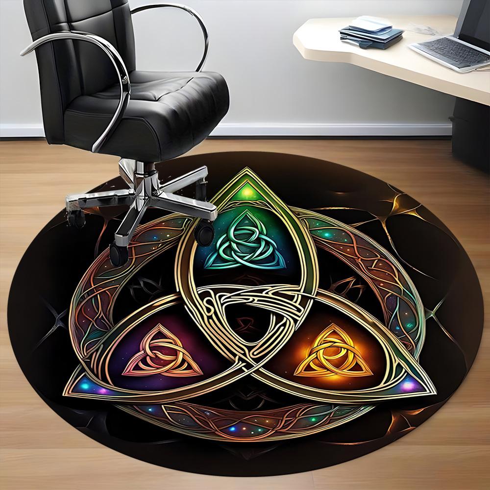 1pc Celtic Knot Office Round Area Rug, Indoor Mat Suitable For Office, Under Office Chairs Bedroom Living Room Home Decor, Room Deco